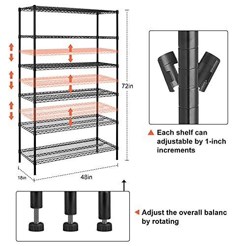 YYkokocat 6000Lbs Capacity Heavy Duty Storage Shelves Commercial Wire Shelving Unit and Storage Adjustable NSF 6 Tier Metal Rack Shelf on Wheels for YYkokocat