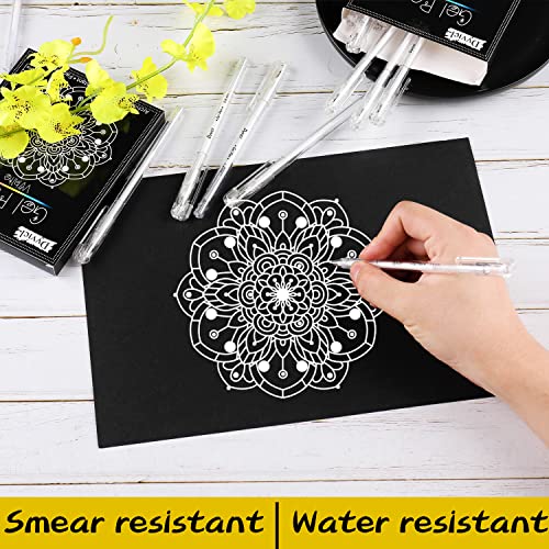 Dyvicl White Gel Pens, 0.8 mm Fine Pens Gel Ink Pens for Black Paper Drawing, Sketching, Illustration, Adult Coloring, Journaling, Set of 12 Dyvicl