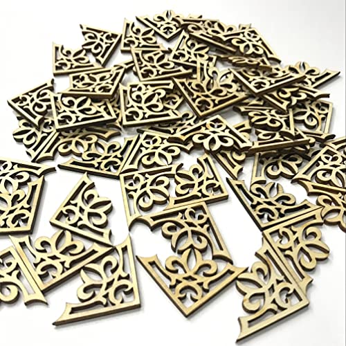 Amosfun 50pcs Solid Wood Carved Corner Onlay Furniture Home Decorations Unpainted Applique Gifts DIY Amosfun