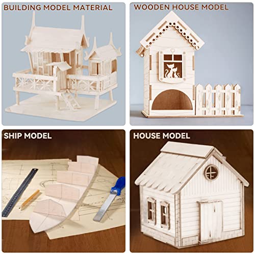 15 Pack Basswood Sheets, Unfinished Wood, Thin Plywood Wood Sheets for Crafts, House Aircraft Ship Boat Arts and Crafts, School Projects, DIY Wooden SPKESE