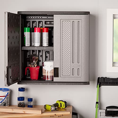 Suncast BMC3000 Cabinet-Resin Construction for Wall Mounted Garage Storage, 30.25" Organizer, Silver/Platinum Suncast