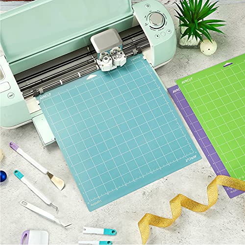 AIRCUT Light Grip Cutting mat for Cricut Maker/Explore Air 2/Air/One(12x12 Inch, 3 Mats) Light Adhesive Sticky Blue Quilting Cricket Cutting Mats AIRCUT