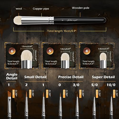 Miniature Paint Brushes Drybrush-10pcs Micro Detail Paint Brush Set,Small Fine Detail Brushes for Acrylics,Watercolors & Paint by Number, Citadel, golden maple