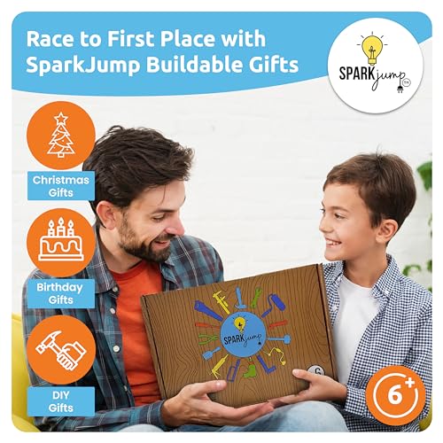 SparkJump Build & Paint Your Own Wooden Cars - Creative & Fun Arts & Crafts for Kids - Woodworking Kit for Kids - Easy to Assemble Wooden Cars to SparkJump