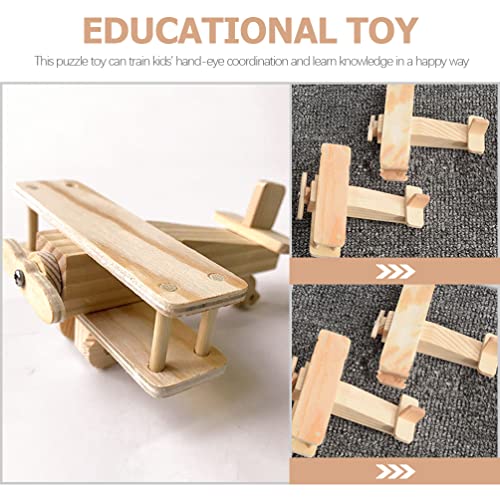 Kisangel Toddler Toys Boy Toys Boy 2 Sets Wooden Airplane Craft Model 3D Unfinished Puzzle DIY Fun Educational Figurine Construction Hobby to Build Kisangel