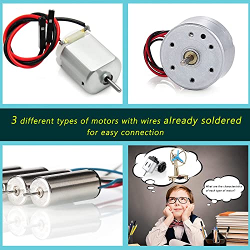 STEM 4 Set Solar Motor Kit,Wooden Model Electric Car Science Experiment Projects,Educational 3D Building Puzzles Electronic with 3 Different Motors SCAEMO