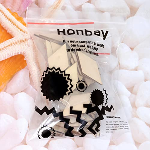 Honbay 60PCS Unfinished Rhombus Wood Slices Blank Wooden Embellishments for Painting DIY Crafts and Home Decoration HONBAY