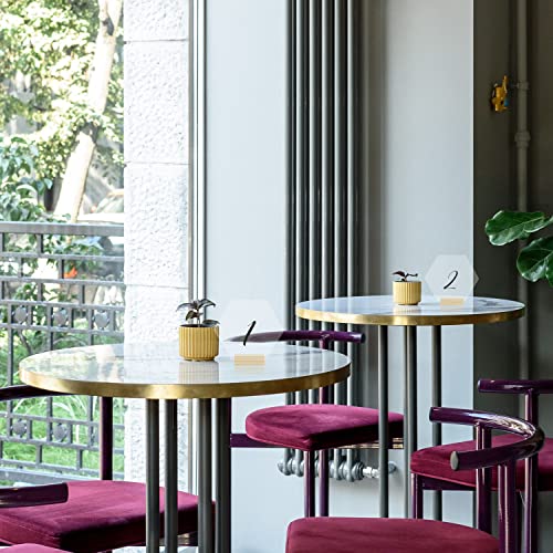 Clear Hexagon Acrylic Table Sign with Wood Stand-10 Pack 5.5 Inch Blank Hexagon Table Numbers with Wood Base, DIY Hexagon Acrylic Sign Blank for JINMURY