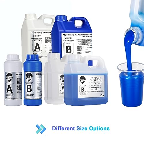 BBDINO Silicone Mold Making Kit,Liquid Silicone for Mold Making 30A Sapphire Blue,High Strength Silicone Rubber Mold Making Kit,1:1 by Volume Ideal BBDINO