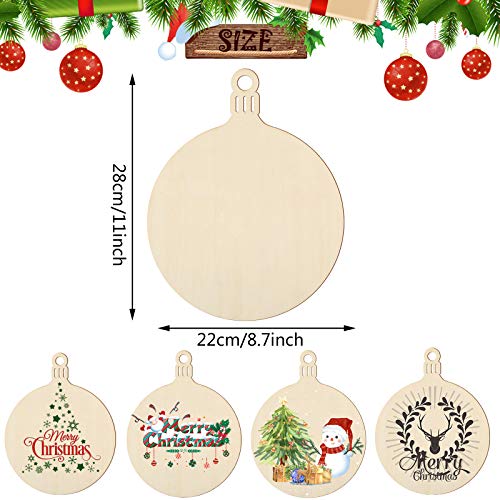WILLBOND 8 Pcs Wooden Round Cutouts Christmas Hanging Ornaments Large Round Cutouts Star Shape Unfinished Blank Cutouts Christmas Hanging for WILLBOND