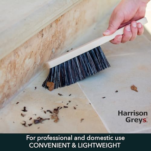11.2" Hand Broom Soft Bristles Cleaning Brush, Dusting Brush with Wooden Handle, Handheld Car Broom, Small Counter Dust Brush, Bench Brush, Clothes Harrison Greys