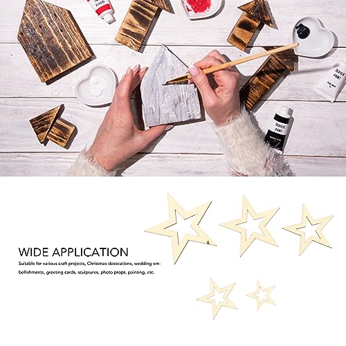205PCS Wooden Crafts to Paint, Assorted Size Christmas Tree Hanging Ornaments Mini Wooden Stars Slices Unfinished Wood DIY Crafts HERCHR