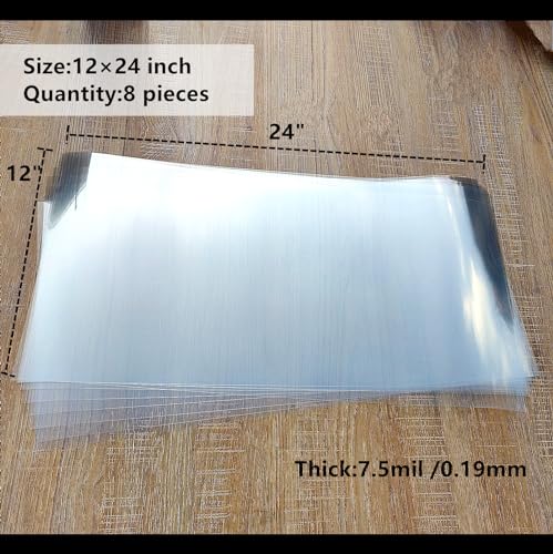 Clear Blank Stencil Sheet for Cricut. 8 Pack 12" x 24" 7.5mil/0.19mm Thick .Gift, Silhouette, Acetate Template Material,Craft Plastic Sheets HOOLOURUM
