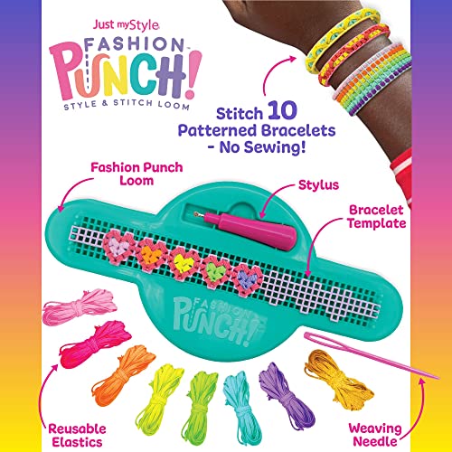 Just My Style Fashion Punch Style & Stitch Loom, Friendship Bracelet Kit, Jewelry Making Activity, Great for Birthday Parties, Sleepovers & Travel, Just My Style
