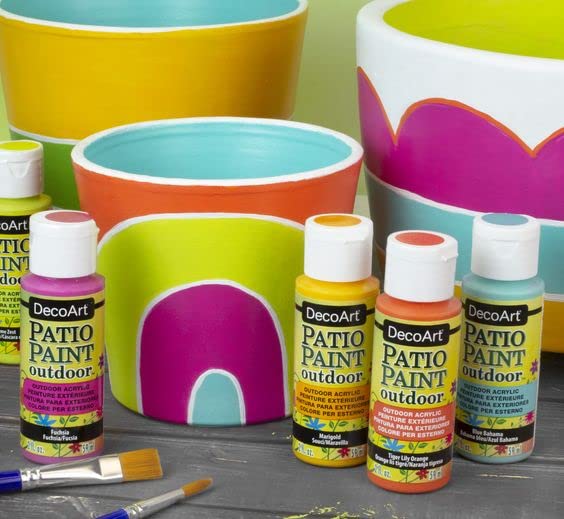 DecoArt ACRYLIC PATIO PAINT FAN FAVORITES SAMPLER SET, Assortment, 2 Fl Oz (Pack of 18) DecoArt