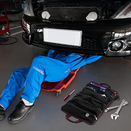 WORKPRO Roll Up Tool Bag, Tool Roll Up Bag with Detachable Tool Pouches, Heavy Duty Tool Bag Organizer with 6 Pockets, Tool Roll Organizer for WORKPRO