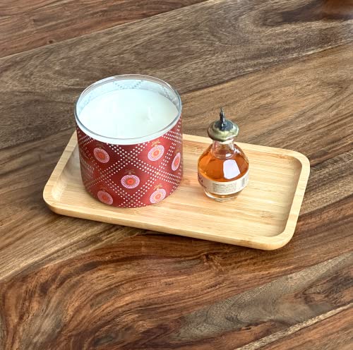 Bam&Boo Natural Bamboo Serving Tray Minimalist Rectangular — Food, Storage, Decor for Breakfast, Parties, Weddings, Picnics (11.5" x 6") Bam & Boo