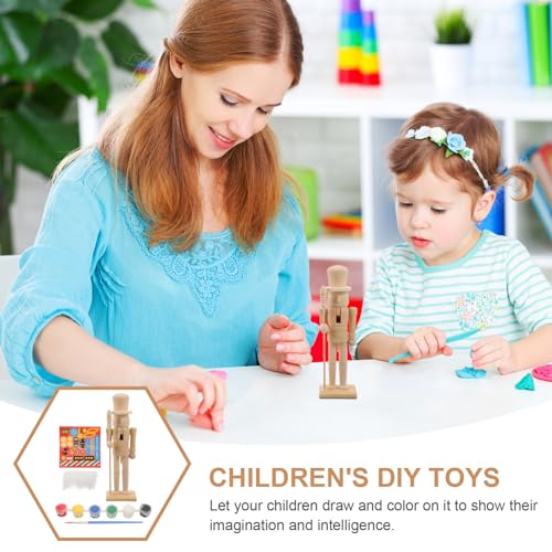 Tofficu Unfinished Wood Nutcracker Figures, 1 Set 18cm DIY Unpainted Nutcracker Ornaments Christmas Craft Blank Paint Toy Hanging Soldier Puppets for Tofficu