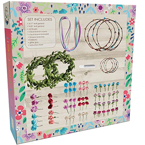 Hapinest Make Your Own Flower Crowns and Bracelets Craft Kit for Girls Gifts Ages 6 7 8 9 10 Years Old and Up Hapinest