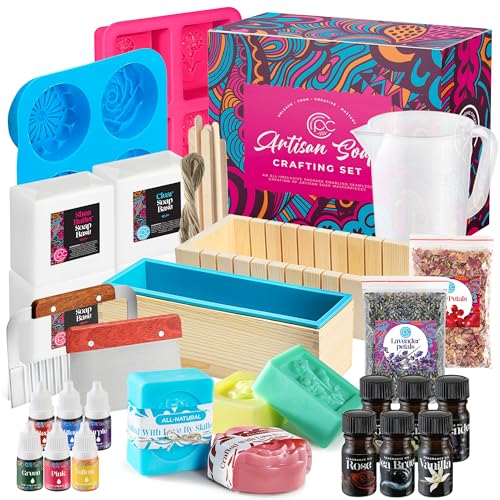 Soap Making Kit - Soap Making Supplies melt and Pour -Large DIY Set for Adults and Kids, Includes soap Base, soap Cutter Box, Silicone molds, Prime Creations