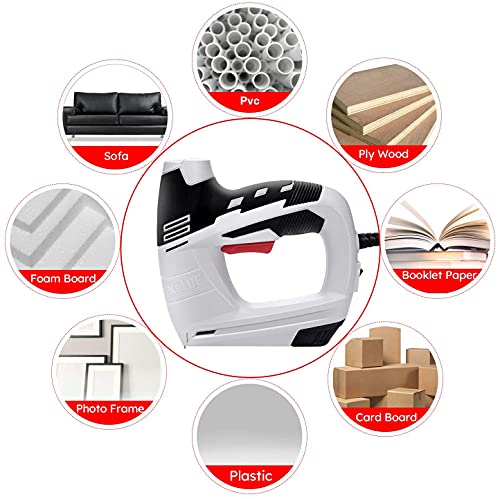KeLDE Electric Staple/Nail Gun Kit, Braid Nailer, 120V Corded Power Stapler Set, Includes 900pcs T50 Staples and 300pcs 15mm Nails KeLDE