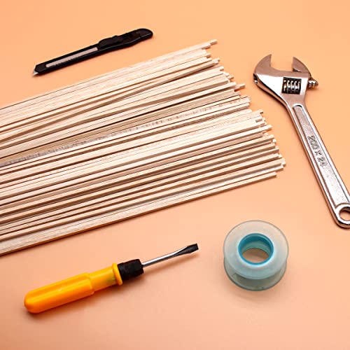 Benvo 100 Pieces Balsa Wood Sticks Square Wooden Dowels Unfinished Hardwood Strips Natural Long Woodcraft Sticks Batons for DIY Crafts Model Making Benvo