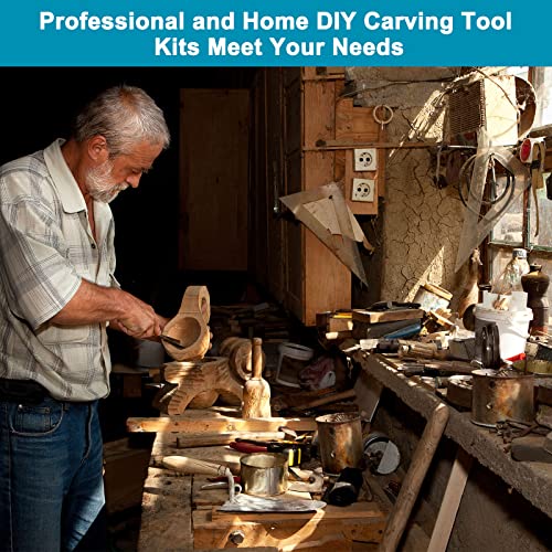 HARFINGTON Wood Carving Tools 10in1 Set Whittling Knife, Detail Knife, Hand Carving Woodworking Tool with Roll Bag for Engraver, Carpenter and HARFINGTON