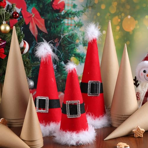 Ceenna 24 Pcs Paper Mache Cones Open Bottom Set Cardboard Craft Cones Large Medium Small for Christmas DIY Art Projects, Crafts and Decorations 13.8 Ceenna