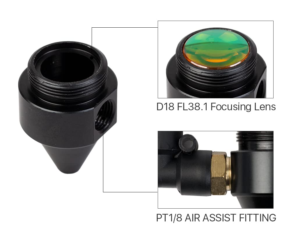 Cloudray Air Nozzle N03F for D20 FL38.1/D20 Lens CO2 Lens with Fitting for Laser Head CO2 Engraver(Standard Nozzle) Cloudray