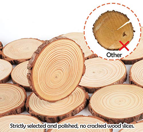 ilauke Wood Slices for Crafts 16Pcs 3.5''-4'' Unfinished Wood Rounds Natural Thicken Slab with Bark for Coasters Centerpieces Wedding Rustic Craft ilauke