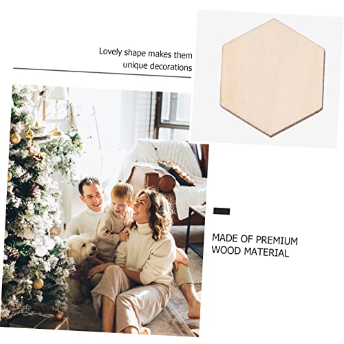 ABOOFAN 100pc Hexagon Wood Slices Unfinished Hexagon Cutouts Blank Wood Hexagon Unfinished Wood Hexagon Cutouts Unfinished Wood Cutout Unfinished ABOOFAN