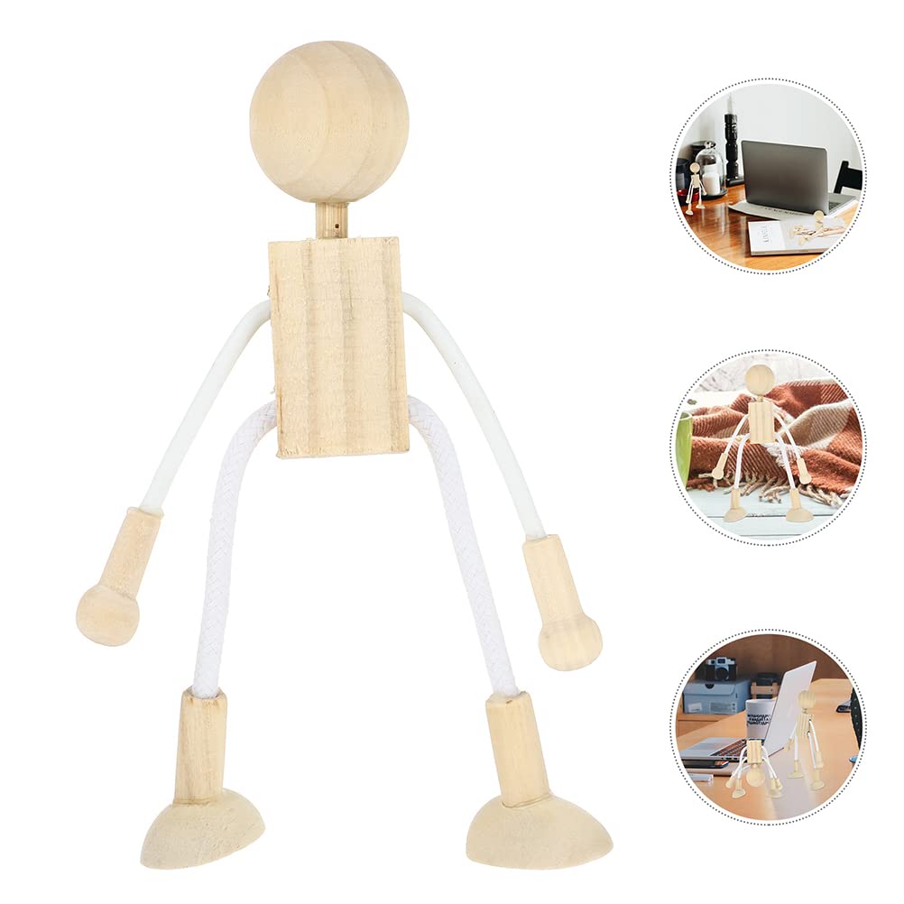 Milisten 4 pcs Unfinished Wooden Robot Peg Dolls Wooden Figures People Bodies for Children Kids DIY Painting Supplies Peg Dolls Milisten