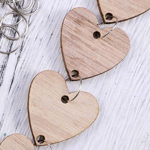 NOLITOY Wooden Board Calendar 50pcs Heart Wooden Slices and 50pcs Iron Loops, Wooden Discs with Holes for Wooden Birthday Reminder Calendar Board DIY NOLITOY
