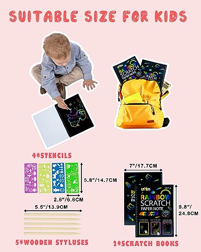 OSLINE Arts and Crafts for Kids Ages 3-5-10 Girls Boys,Rainbow Scratch Paper Art Notebooks,Art Supplies Kit for Kids Gifts,Kids Party Favor Toys for OSLINE