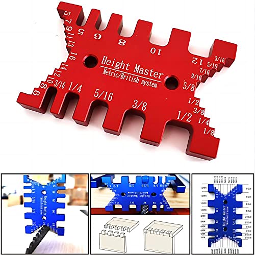 KETIPED High Precision Aluminum Dovetail Jig Metric and Imperial Tenon Caliper Card Gauge for Measuring Height Woodworking Saw Table Machine Gaps KETIPED