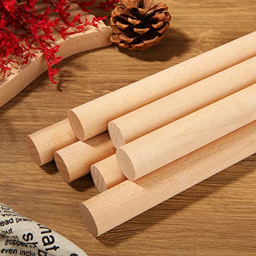 FVIEXE 12PCS Wooden Dowel Rods, 1 Inch x 12 Inch Wood Dowels Unfinished Wooden Dowel Hardwood Rod Sticks for Crafts and DIYers FVIEXE