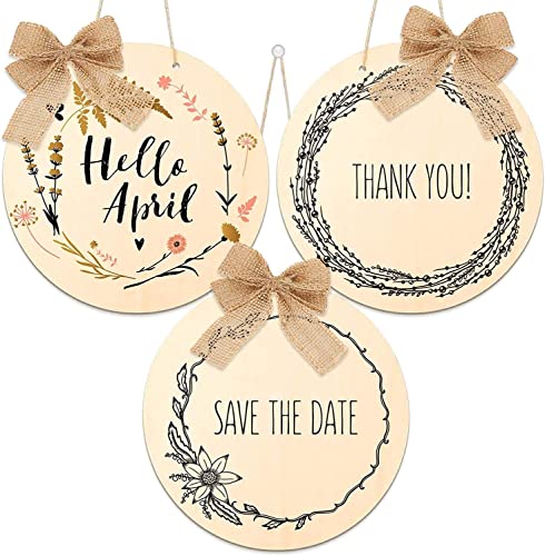 YRONTY 1Pcs 12Inch Unfinished Wood Circles with Hanger Rope, 0.1Inch Thick Blank Wood Rounds Slices Wood Circles for Crafts, Door Hangers, Painting, YRONTY