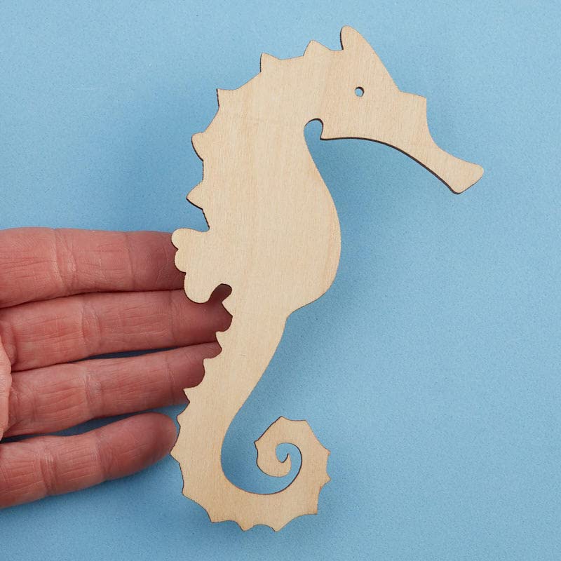 Pack of 24 Unfinished Wood Seahorse Cutouts by Factory Direct Craft - Seahorse Blank Wooden DIY Shapes for Scouts, Camps, Vacation Bible School, & Factory Direct Craft