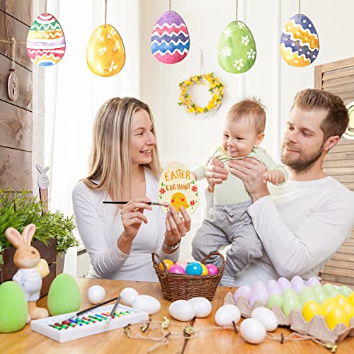 Large Size 7" Wooden Easter Ornaments to Paint, Egg Wooden DIY Blank Unfinished Round Wood Discs Ornament for Crafts Hanging Decorations(10PCS) Sophena
