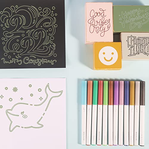 Welebar 12 Pack Metallic Pen Set, 1.0 Tip Marker Pen for Cricut Maker 3/Maker/Explore 3/Air 2/ Air, Metallic Ink Markers for Writing, Drawing, Welebar