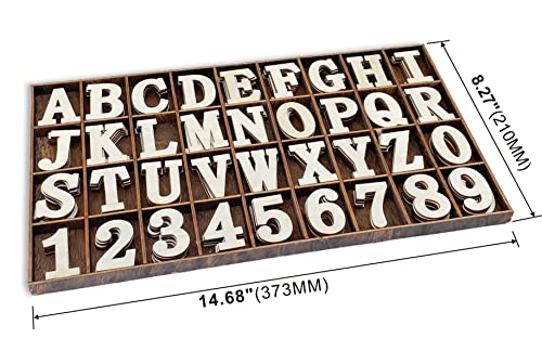 180 Pieces 1-3/4 Inch (1.75") Wooden Letters Wooden Numbers with Rustic Divider,Bold Font Unfinished Wood Alphabet A-Z and Numbers 0-9 Gifts Set for Cregugua