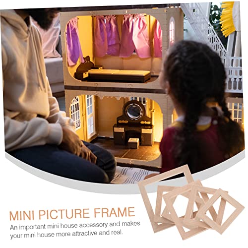 DECHOUS 10pcs Solid Wood Frame Dollhouse Photo Frame Miniature Photo Frames Simulation Picture Frame Unfinished Wood Frames Bulk Picture Frames DECHOUS
