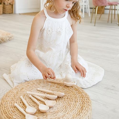 Ulanik Unfinished Wooden Spoons Toddler Montessori Toys for 3 Year Old + Kids Fine Motor Toys for Scooping & DIY Painting Pyrography Decoupage Crafts Ulanik