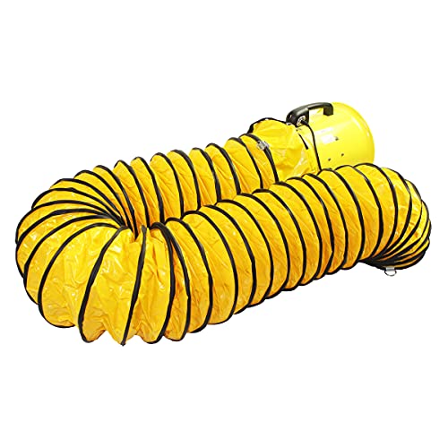 MaxxAir HVHF 12COMBO Heavy Duty Cylinder Fan with 20-foot Vinyl Hose, High Velocity Portable Utility Blower/Exhaust Axial Hose Fan, 12-Inch, Yellow MaxxAir