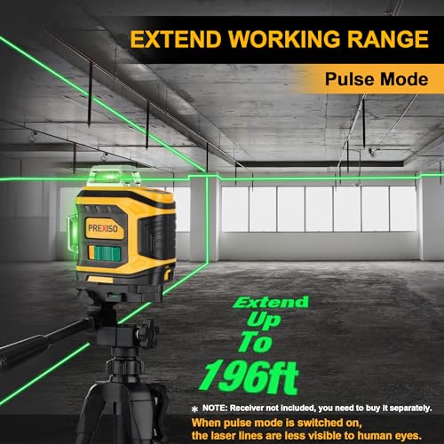 PREXISO Laser Level 3 X 360° with Tripod - Rechargeable Cross Line Leveler, Green Line Laser Level Self Leveling for Construction, Tile, Home Prexiso