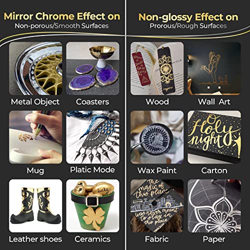 Metallic Markers Gold Pen Silver Marker, Mirror Chrome Paint Marker for Art, Dual Tips, Permanent Metallic Pens for Halloween Pumpkins, Ceramic, Artcroof