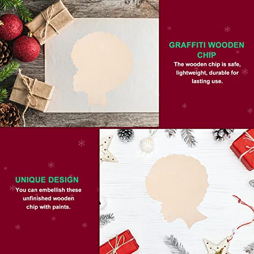 SEWACC Mother's Day Wood Chips DIY Ladies Gift Mother and Son Gifts Mother s Day Crafts Wreath African Girl Wooden Cutouts Girl Mom Gifts Wreath Head SEWACC