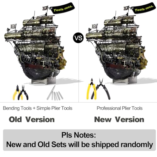 Piececool 3D Metal Puzzles for Adults, The Queen Anne's Revenge Pirate Ship Model Kits with DIY Tools Set, Metal Models Building Craft Kits, Creative Piececool