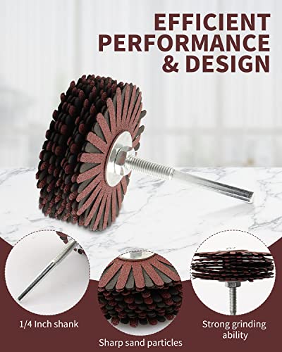 Rocaris 2 Pack Abrasive Flap Wheel - 120# Nylon Sanding Wheel Brush Abrasive Grinding Head with 1/4 Inch Shank for Woodworking Root Carving Furniture - WoodArtSupply