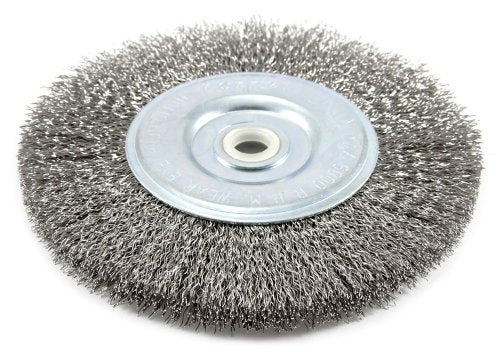 Forney 72745 Wire Bench Wheel Brush, Coarse Crimped with 1/2-Inch and 5/8-Inch Arbor, 6-Inch-by-.012-Inch Forney